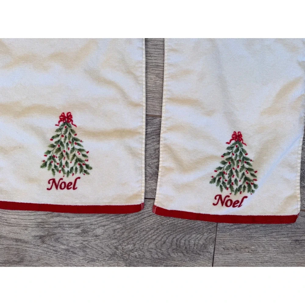 Lenox Set‎ of 2 Hand Towels Christmas Tree Noel Holiday Tea Bath Towel Fingertip